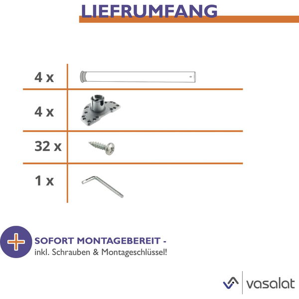 vasalat Tischfüße CAMAR höhenverstellbar 700-1200 mm | ø 60 mm