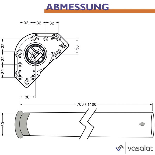 vasalat Tischfüße CAMAR höhenverstellbar 700-1200 mm | ø 60 mm