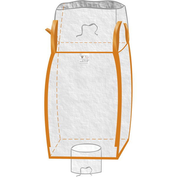 Containersack Big Bag Sack mit Auslauf und Schürze 1500 kg – Unbeschichtet – 90x90x115 cm – 4 Hebeschlaufen – Schürzendeckel – Auslaufstutzen