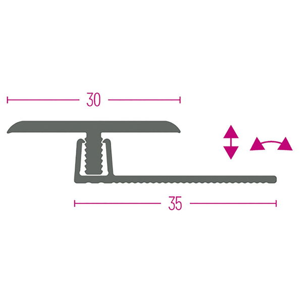 KÜGELE T-FLEX Übergangsprofil edelstahloptik 7 – 13 mm, 1000 mm