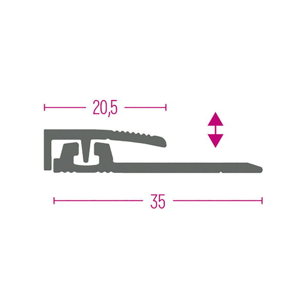 KÜGELE Mini Flex Abschlussprofil Edelstahloptik 3,9 – 7,6 mm, 1000 mm