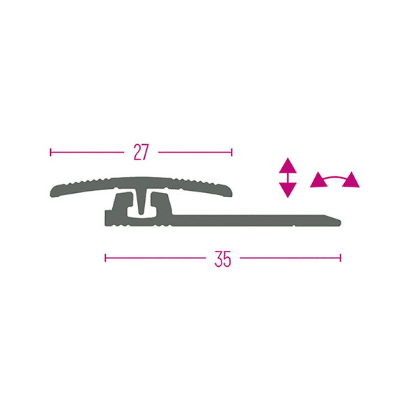 KÜGELE Mini Flex Übergangsprofil Edelstahloptik 3,9 – 7,6 mm, 1000 mm