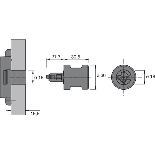 HETTICH Zylinder-Drehgriff Typ 42.2, Prestige 2000