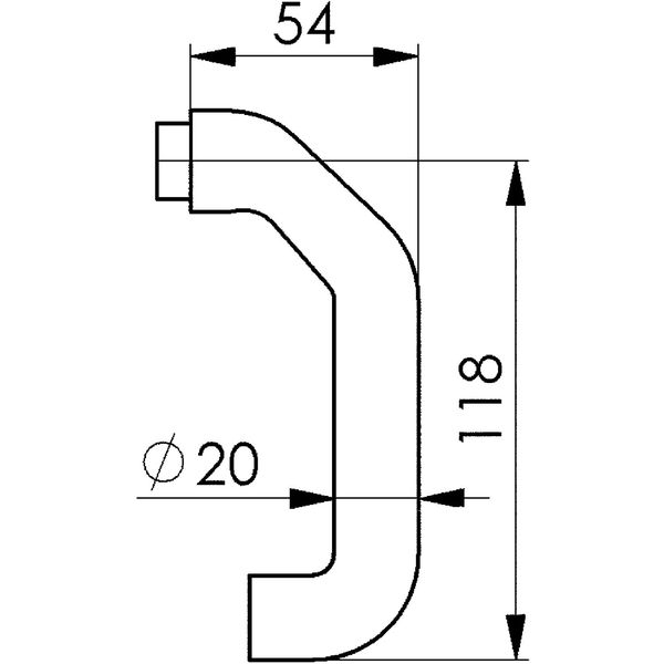 AMF Drückerlochteil 476 U-Form, Ansatz 18 mm, VK 8 mm, Aluminium silber eloxiert