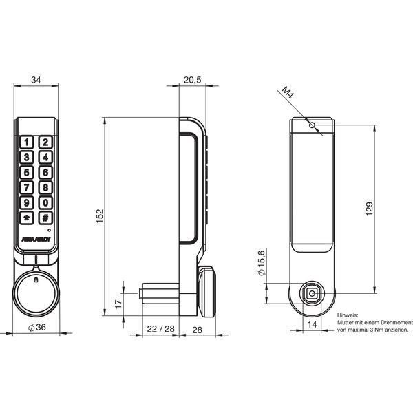 ASSA ABLOY Elektronisches Schrankschloss ML53PA