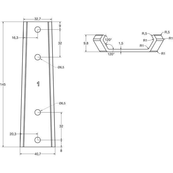 Kopfhauptverbinder Stahl verzinkt – Bettbeschlag, 145×40,7×9,8mm, 1 Stück