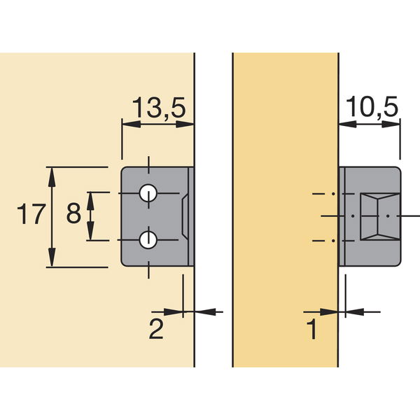 HETTICH PRESTIGE 2000 Anschlagwinkel zum Anschrauben, Stahl vernickelt