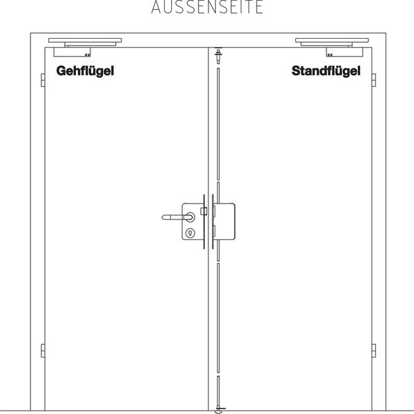 BKS Fluchttürschloss-Set Talin 2 flg. Funktion B/EN 179,DM 65, Edelstahl