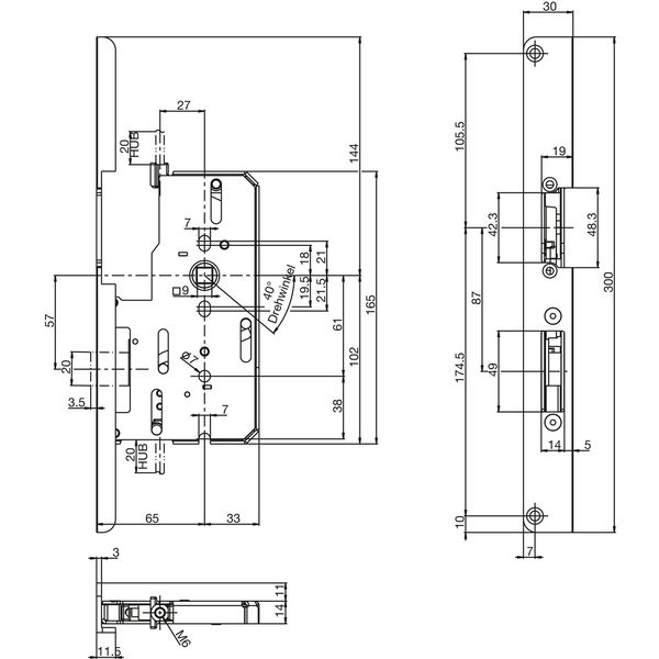 BKS Fluchttürtreibriegel B 2392 für E-Öffner METÖ 9252, 23er-Serie