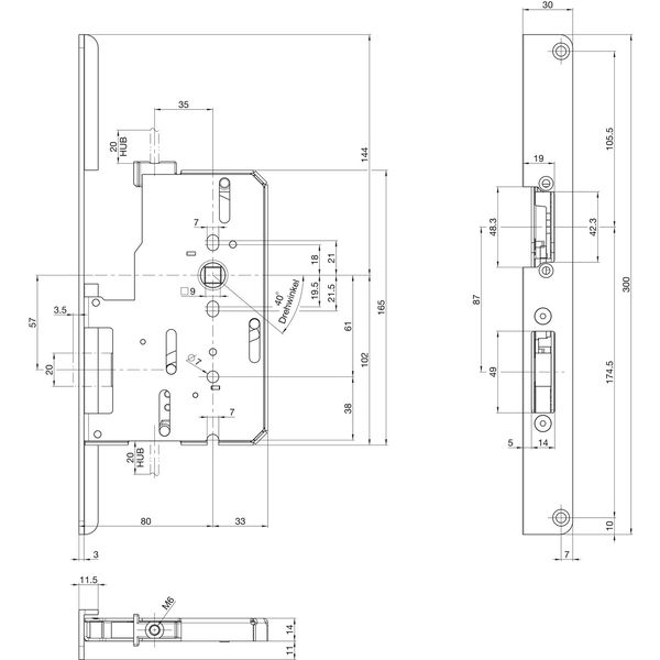 BKS Fluchttürtreibriegel B 2392 für E-Öffner METÖ 9252, 23er-Serie
