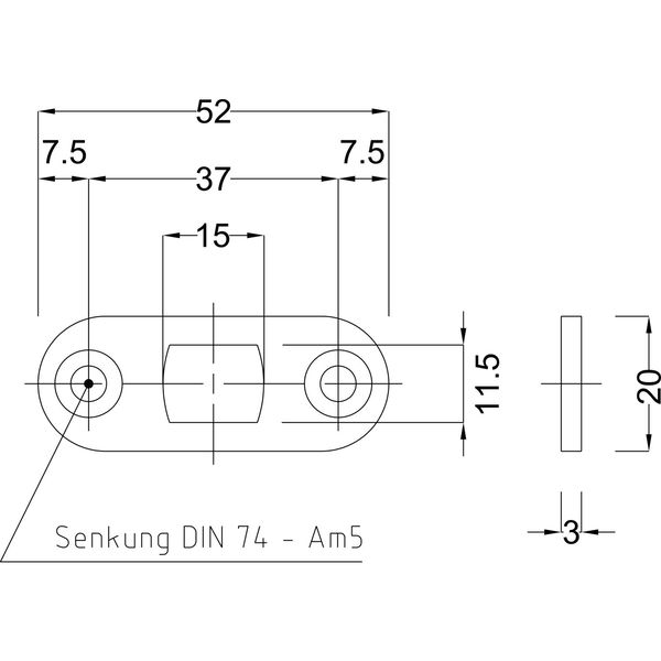 BMH Stangenschließblech 1143, 52 x 20 x 3 mm rund, Stahl verzinkt