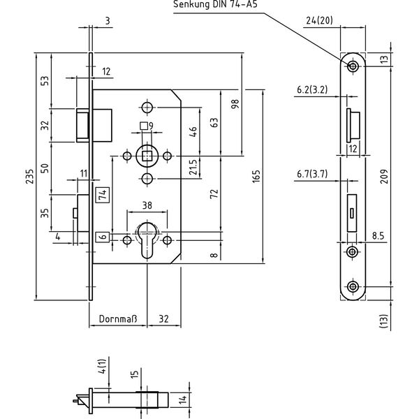 BMH Fluchttürschloss 1113 PZW E 2-flügelig