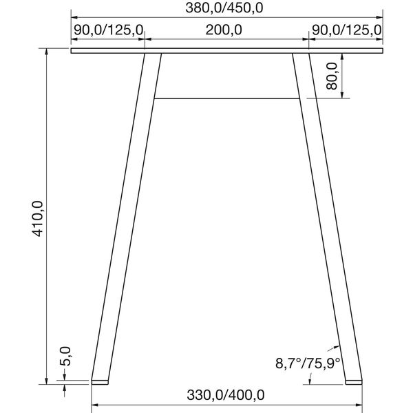 SIMAUSROM Bankkufe A-Form 80 x 20 mm, Stahl
