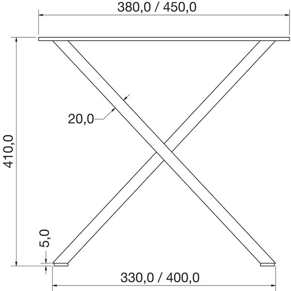 SIMAUSROM Bankkufe X-Form 80 x 20 mm, Stahl