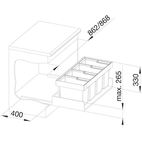 BLANCO Abfallsammler Flexon II Low 90/4 KB 900 mm