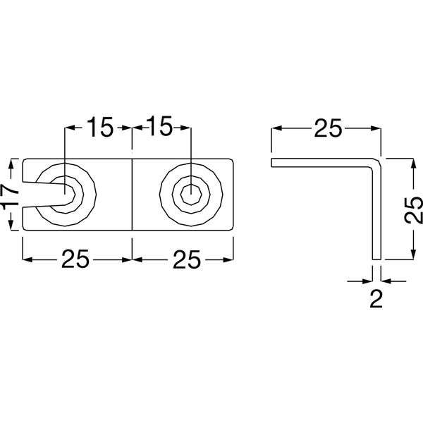Blendenmontagewinkel, Materialstärke 2 mm, Stahl verzinkt, verpackt zu 100 Stk.