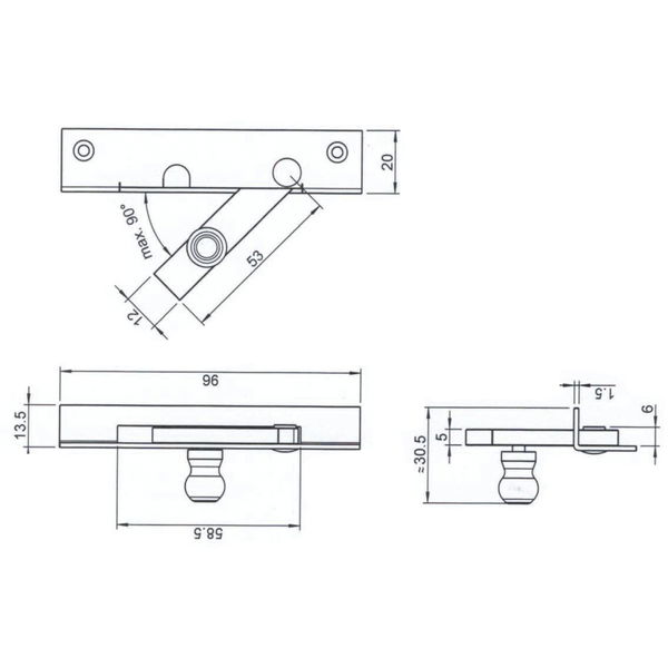 Fensterspreizel mit Eisenknopf (Fensterfeststeller)