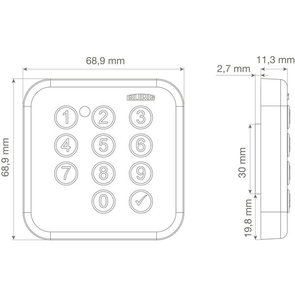 Burg Schloss mit Zahlencode mit Silikon Keypad IP54 – elektronisches Schrankschloss + Batterie