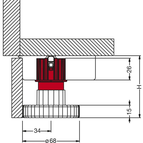 CAMAR Sockelverstellfuß Unicomatic Frontalverstellung