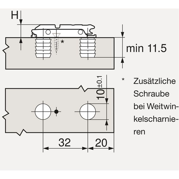 BLUM CLIP Exzenter Montageplatte gerade zum Einpressen