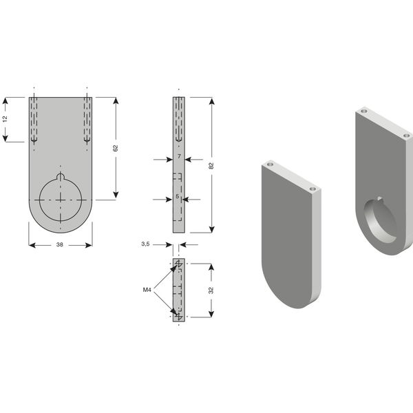 Schrankrohrlager zu Schrankrohr rund, Aluminium silberfarbig