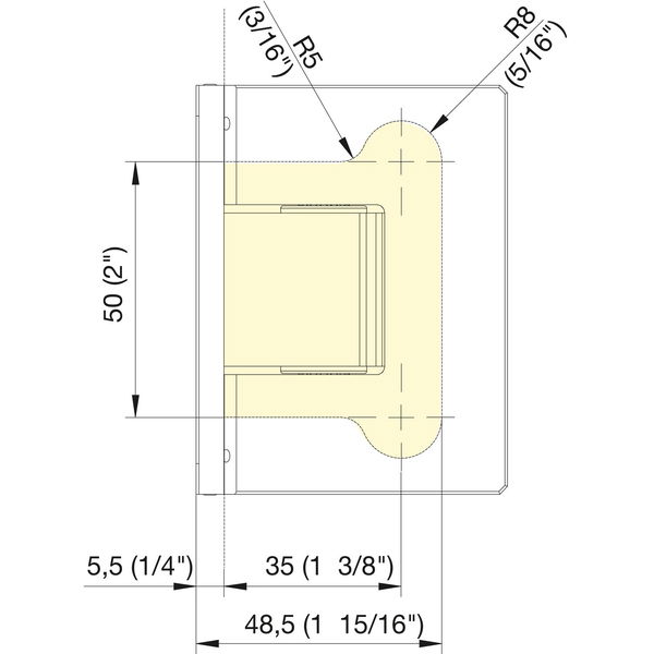 Duschtür Scharnier 8500N 90 Grad Glas-Wand mittig, Messing verchromt poliert