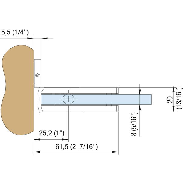 Duschtür Scharnier 8500N 90 Grad Glas-Wand, Messing verchromt poliert