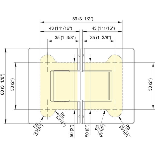 Duschtür Scharnier 8505N 180 Grad Glas-Glas, Messing verchromt poliert