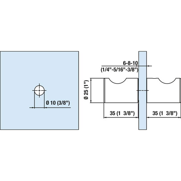 Duschtürknopf rund ø 25mm – Duschtür Griff beidseitig, Alu verchromt poliert