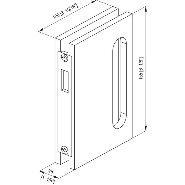 COLCOM Gegenkasten B95 für Glasschiebetürschloss mit Bogenriegel