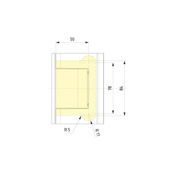 Pendeltürband Biloba 90° Glas-Wand