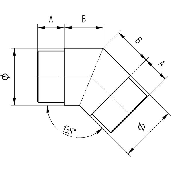 CROSO Eckbogen rund 45° für Rohr ø 42,4 x 2,0 mm, Edelstahl geschliffen V2A