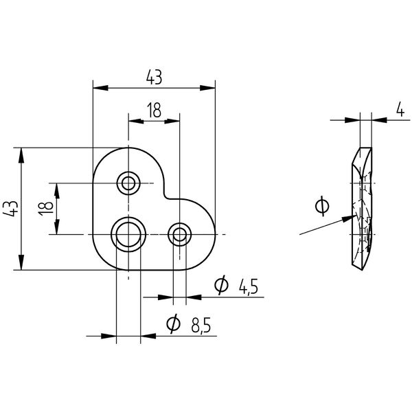 CROSO Eckmontageplatte für Rohr ø 42,4 x 2,0 mm, Edelstahl V2A