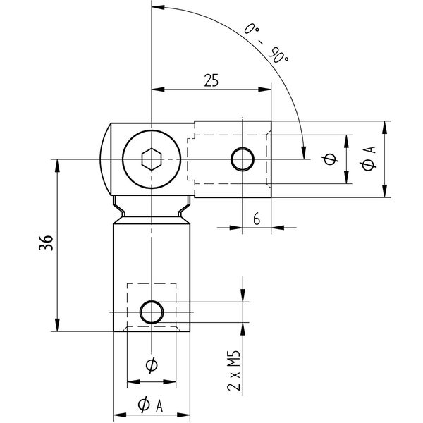 CROSO Gelenkverbinder, Bohrung ø 12,2 mm, Edelstahl geschliffen V2A