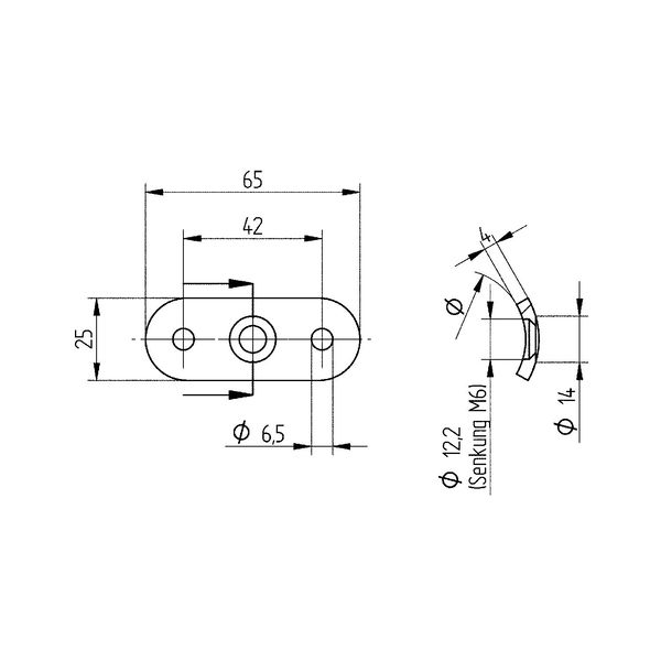 CROSO Handlaufträger-Platte für Rohr ø 42,4 mm, Edelstahl geschliffen V2A