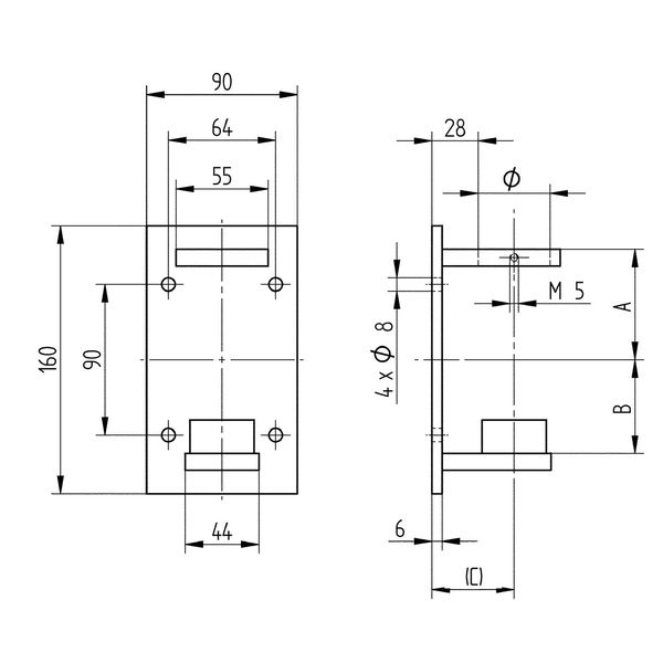 CROSO Wandanker für Rundrohr ø 42,4mm, Plattengröße 160 x 90 x 6mm,Edelstahl V2A