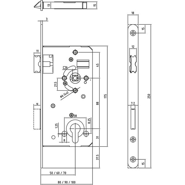 DORMAKABA Fluchttürschloss 127/PA.D PZ88 1-flg.