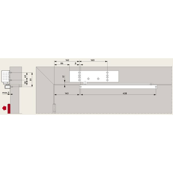 DORMAKABA Türschließer TS 92 G BASIC G-N EN 1-4, 1-flg. Gleitschiene, silber