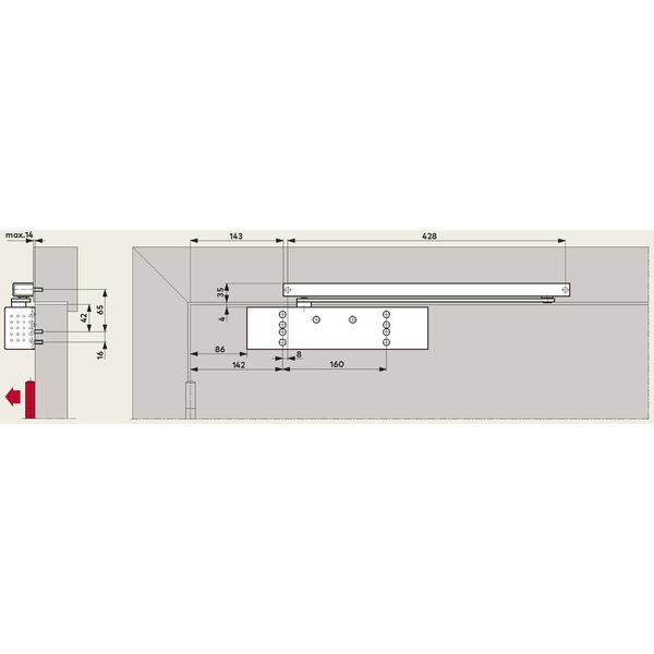 DORMAKABA Türschließer TS 92 B BASIC G-N EN 1-4, 1-flg., Gleitschiene, silber