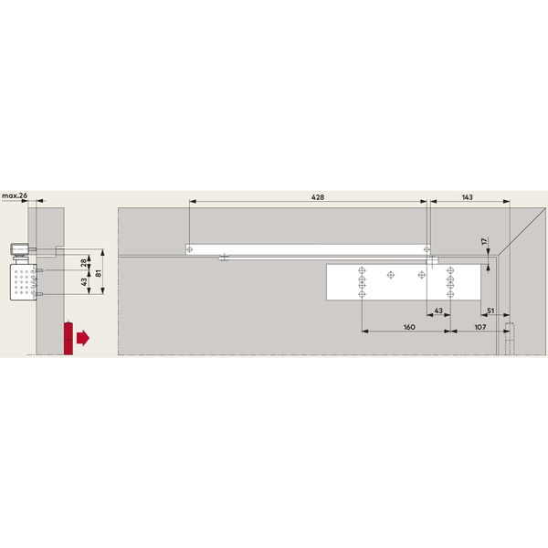 DORMAKABA Türschließer TS 92 G BASIC G-N EN 1-4, 1-flg. Gleitschiene, silber
