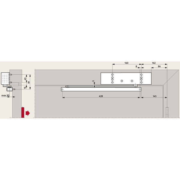 DORMAKABA Türschließer TS 92 B BASIC G-N EN 1-4, 1-flg., Gleitschiene, silber