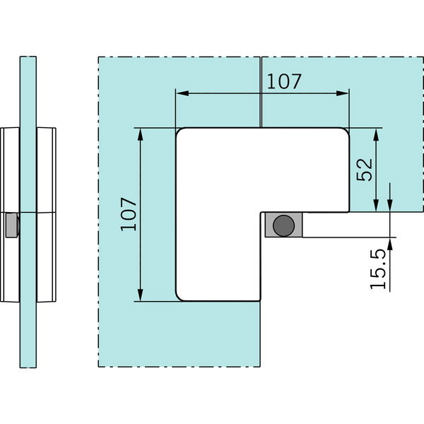 Winkelverbindung PT 60 Mundus, ESG 8 – 12 mm, Edelstahl (38.600) | Glastürbeschlag – Zubehör dormakaba