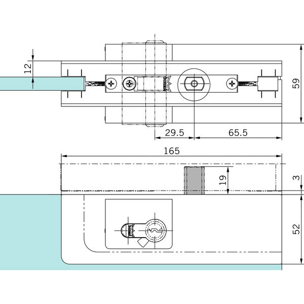 Eckschloss US 10 Mundus, ESG 8 – 12 mm, Edelstahl (38.510) | Glastürbeschlag – Zubehör dormakaba