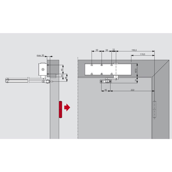 Türschließer TS 73 V Flachgestänge, EN 2-4