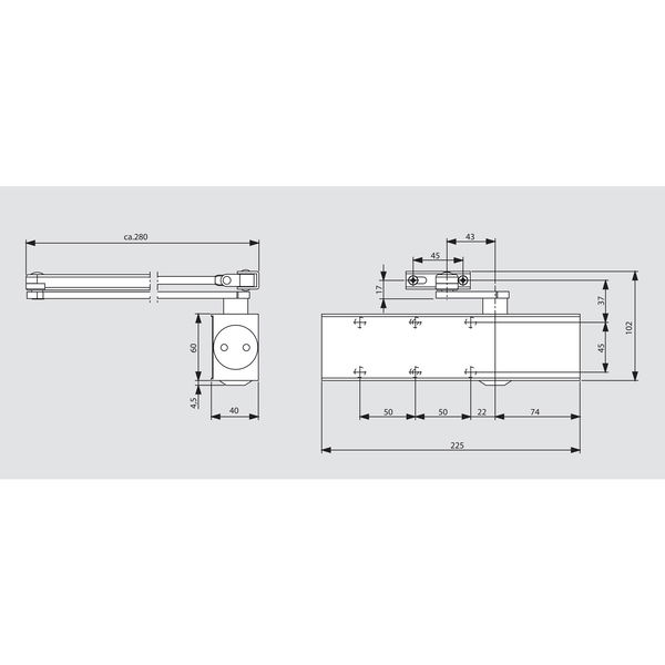 Türschließer TS 73 V Flachgestänge, EN 2-4