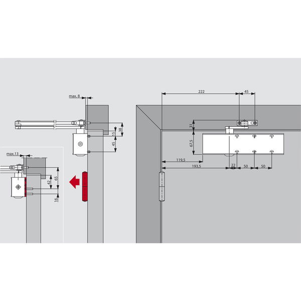 Türschließer TS 73 V Flachgestänge, EN 2-4