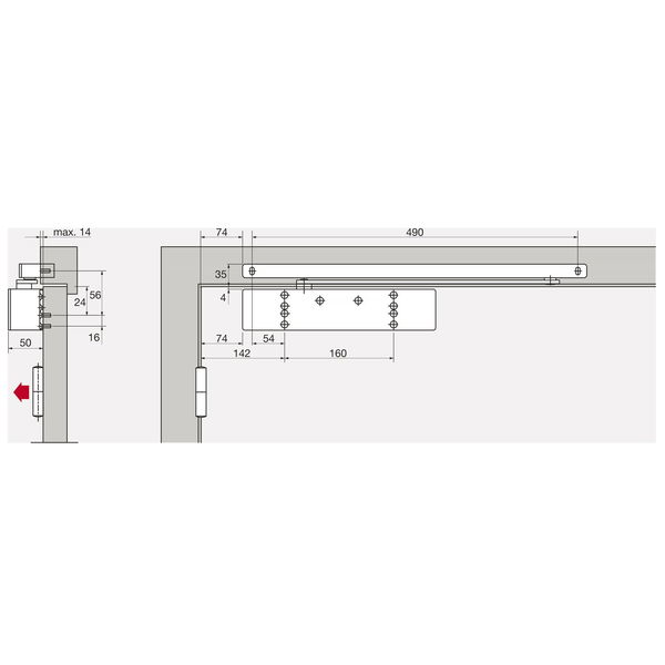 Türschließer TS 92B XEA G-N | Größe EN 1-4, 1 Flügel | mit Gleitschiene, ohne Feststellung, silber