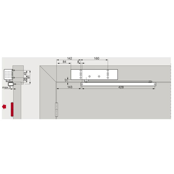 DORMAKABA Türschließer TS 93 G BASIC G-N, EN 2-5, 1-flg. Gleitschiene, silber