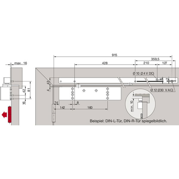 DORMAKABA Türschließer TS 98 XEA EMR, EN 1-6, Gleitschiene, silber