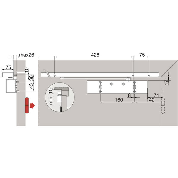 Türschließer TS 98 XEA G-EMR Ubivis | Größe EN 1-6, 1 Flügel | mit integriertem Rauchmelder und elektromech. Feststellung, silber